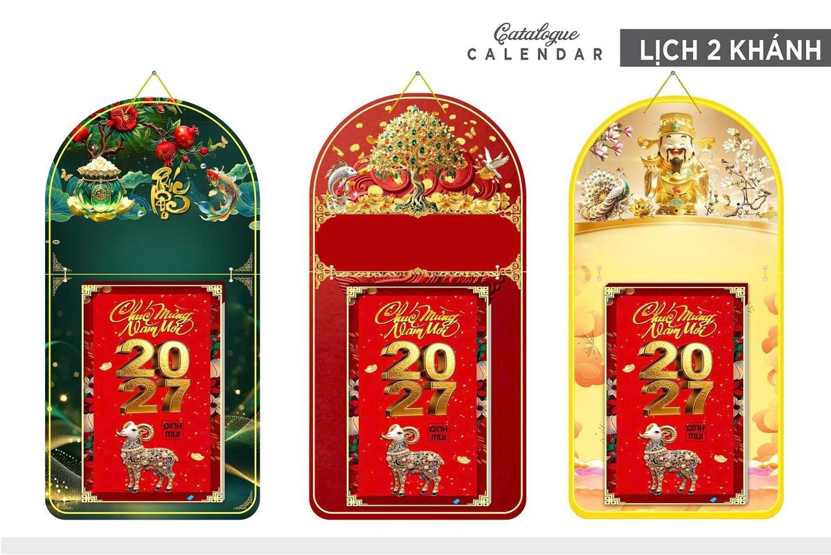 Lịch Khánh Gỗ Lamina 2 Đầu 2027 LM2D_013 - Quà Tặng Sự Kiện VIP