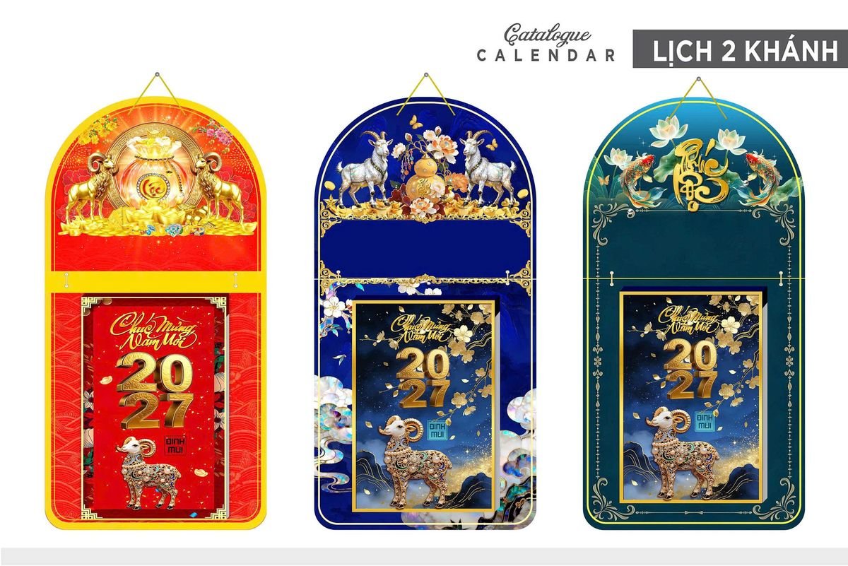 Lịch Khánh Gỗ Lamina 2 Đầu 2027 LM2D_014 - Quà Tặng Sự Kiện VIP