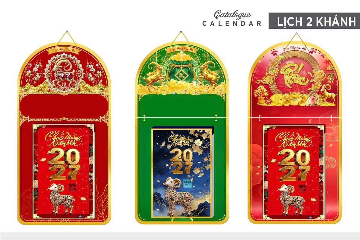 Lịch Khánh Gỗ Lamina 2 Đầu 2027 LM2D_015 - Quà Tặng Sự Kiện VIP
