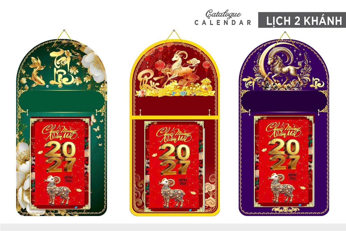 Lịch Khánh Gỗ Lamina 2 Đầu 2027 LM2D_016 - Quà Tặng Sự Kiện VIP
