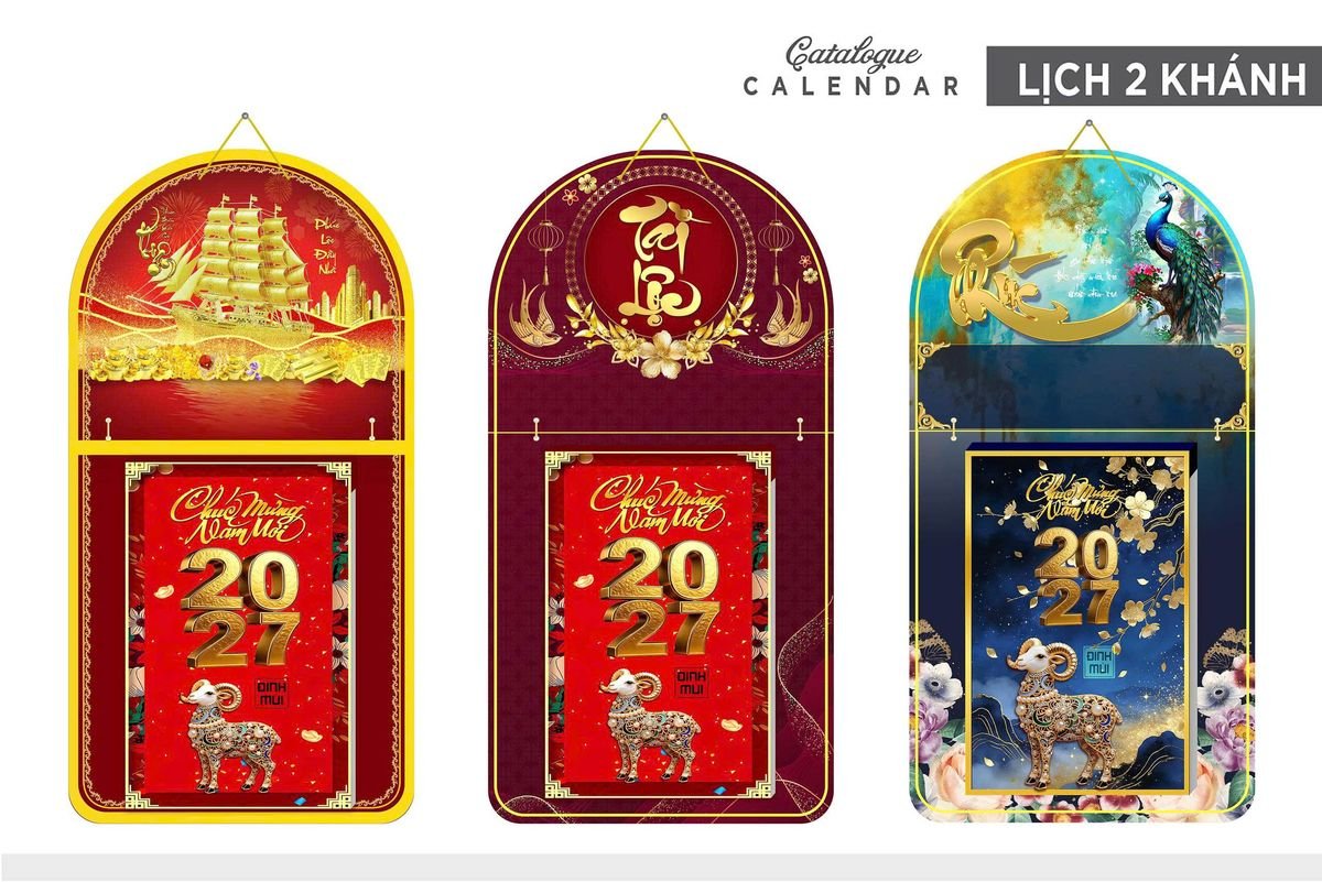 Lịch Khánh Gỗ Lamina 2 Đầu 2027 LM2D_017 - Quà Tặng Sự Kiện VIP