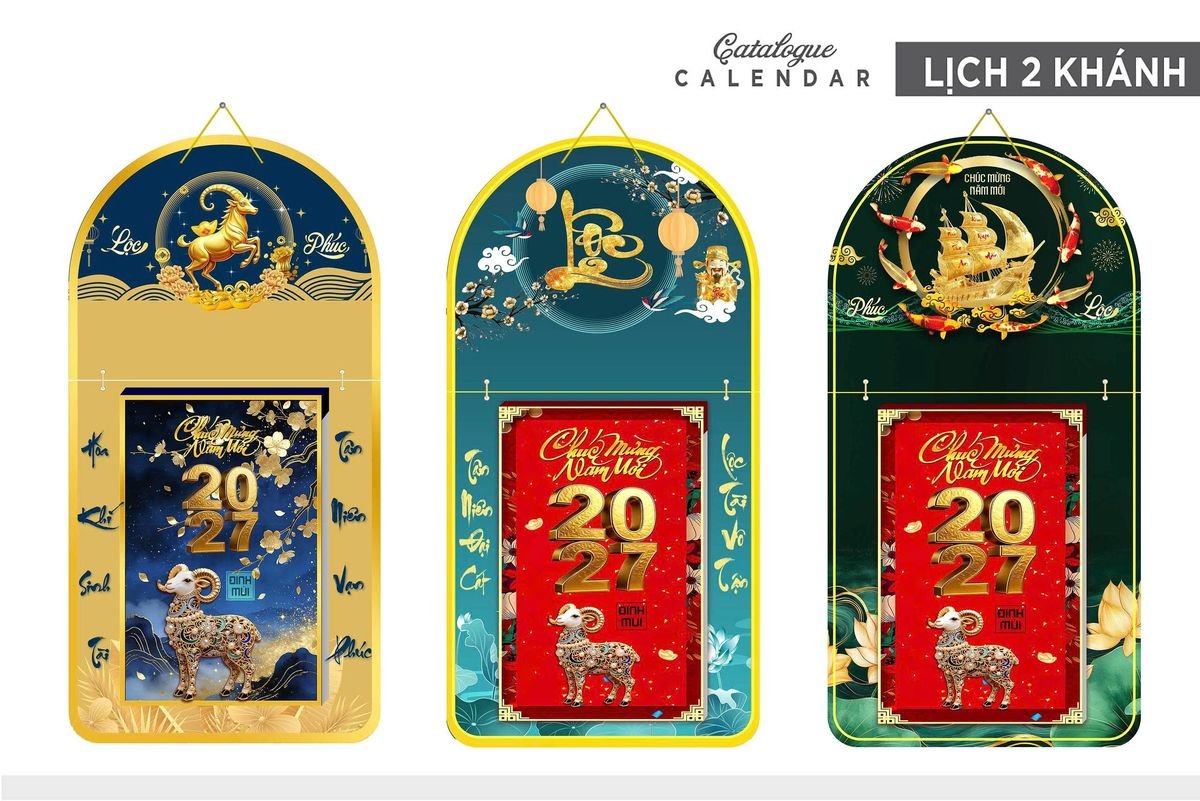 Lịch Khánh Gỗ Lamina 2 Đầu 2027 LM2D_018 - Quà Tặng Sự Kiện VIP