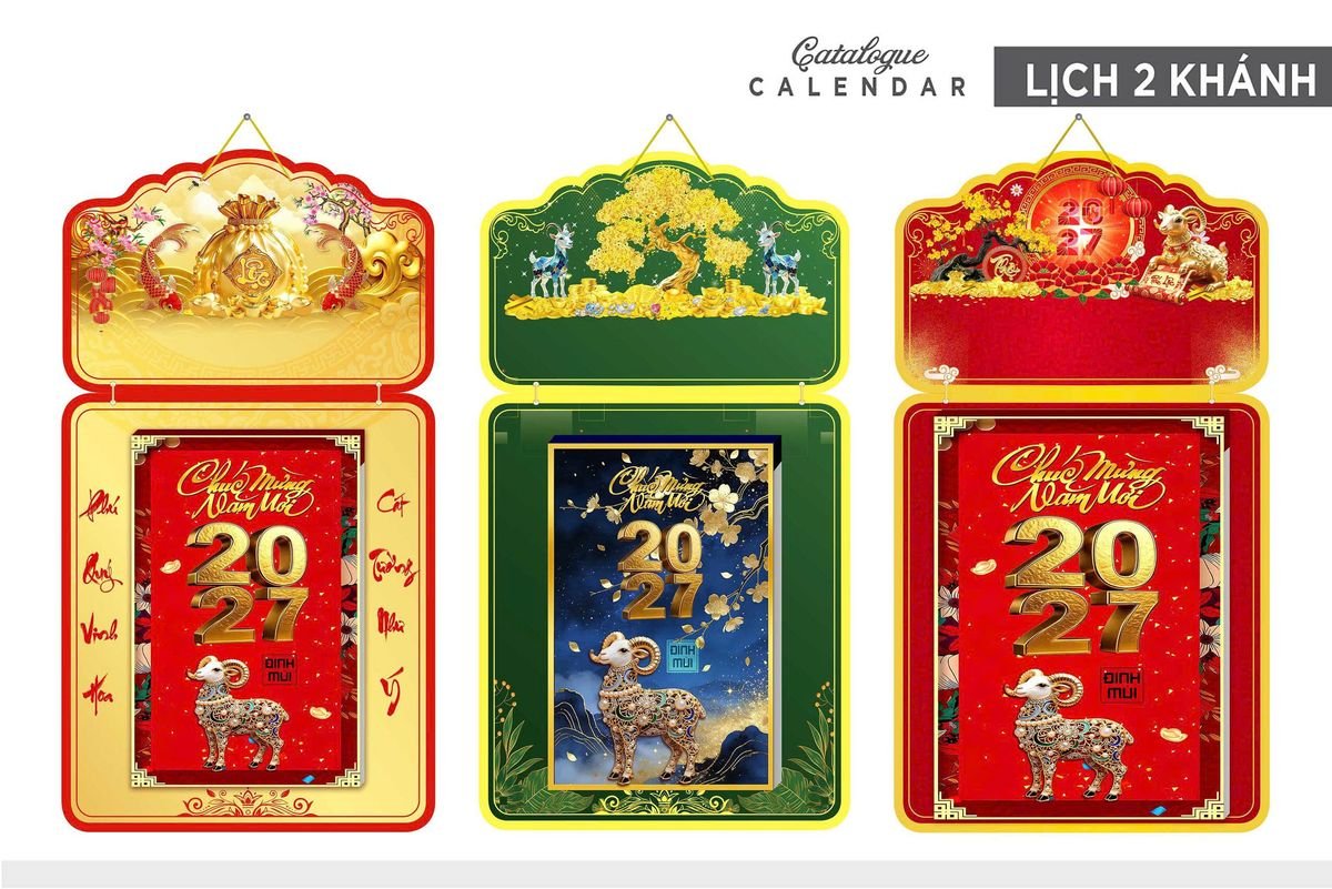 Lịch Khánh Gỗ Lamina 2 Đầu 2027 LM2D_019 - Quà Tặng Sự Kiện VIP