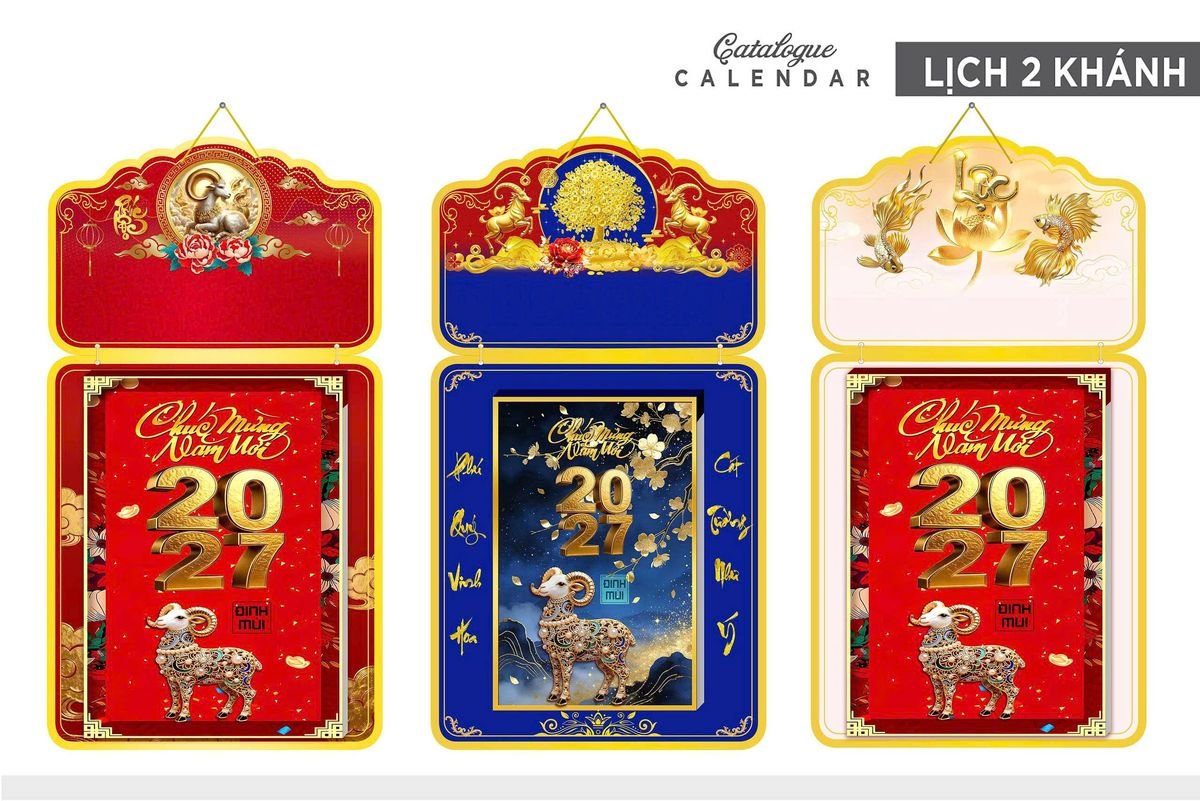 Lịch Khánh Gỗ Lamina 2 Đầu 2027 LM2D_020 - Quà Tặng Sự Kiện VIP