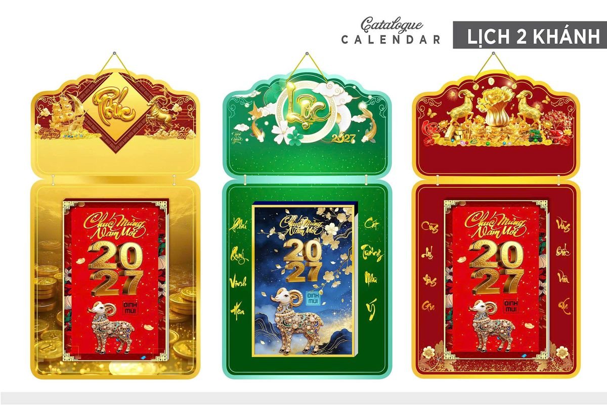 Lịch Khánh Gỗ Lamina 2 Đầu 2027 LM2D_021 - Quà Tặng Sự Kiện VIP