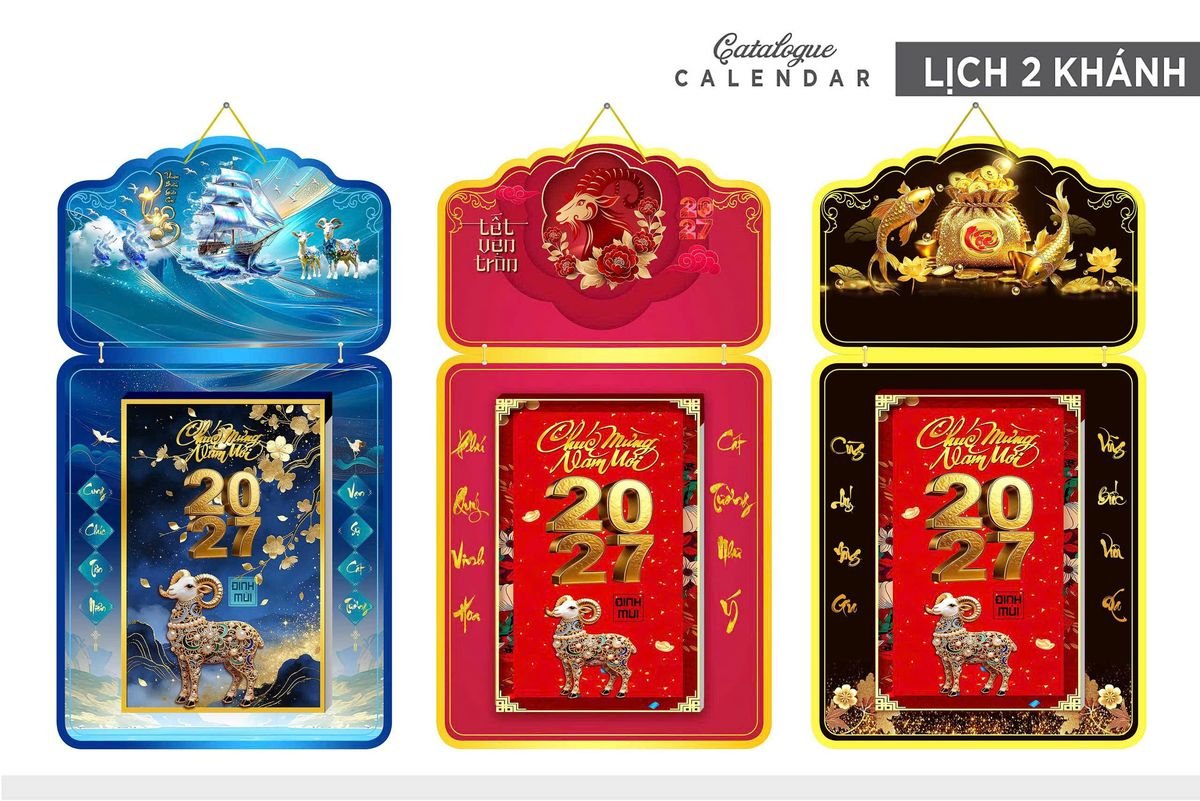 Lịch Khánh Gỗ Lamina 2 Đầu 2027 LM2D_023 - Quà Tặng Sự Kiện VIP