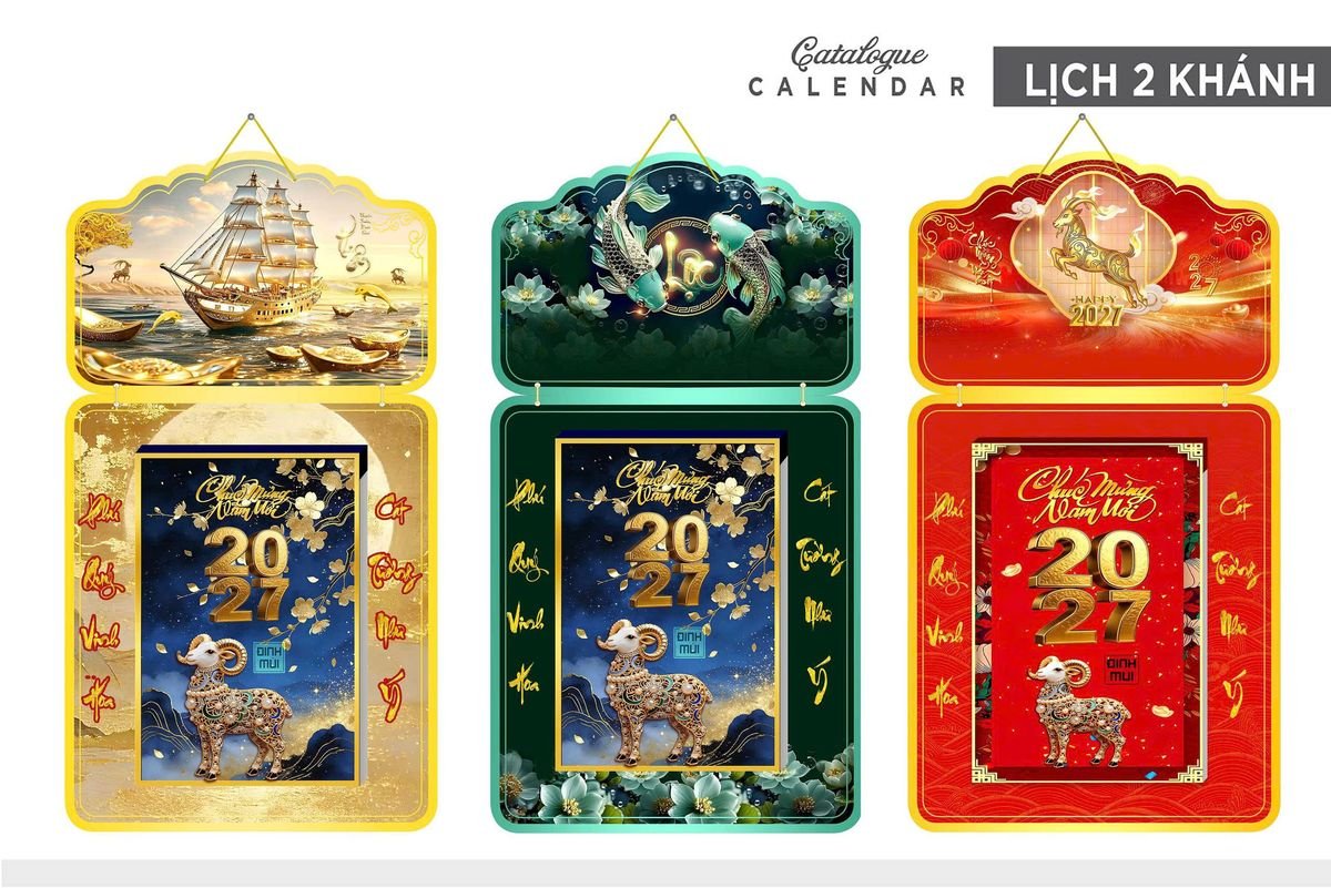 Lịch Khánh Gỗ Lamina 2 Đầu 2027 LM2D_024 - Quà Tặng Sự Kiện VIP