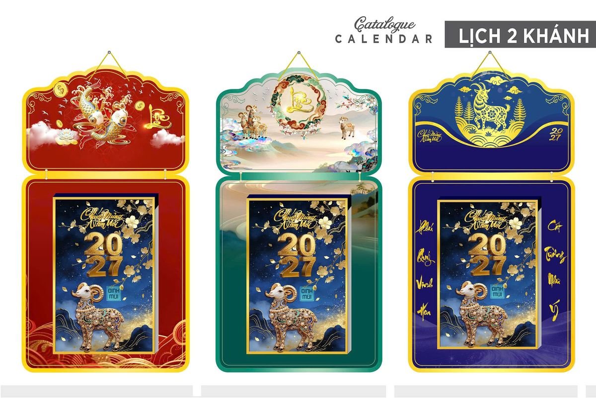 Lịch Khánh Gỗ Lamina 2 Đầu 2027 LM2D_025 - Quà Tặng Sự Kiện VIP
