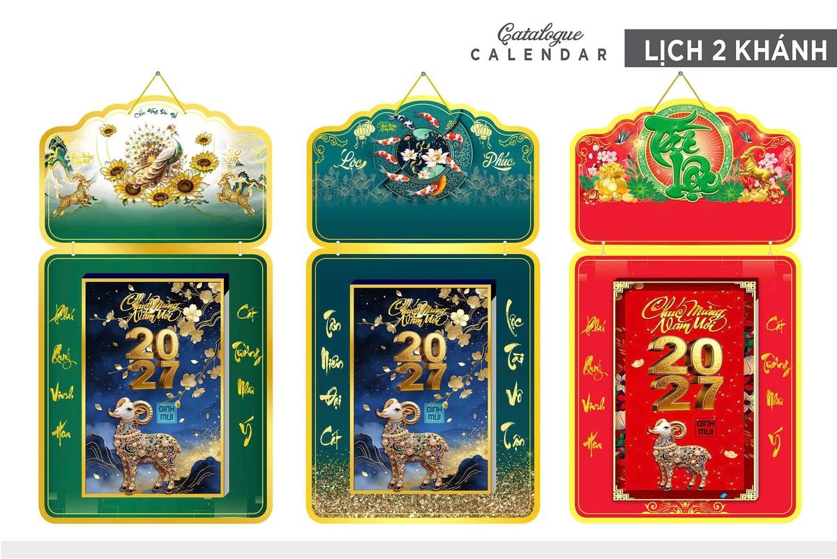 Lịch Khánh Gỗ Lamina 2 Đầu 2027 LM2D_026 - Quà Tặng Sự Kiện VIP