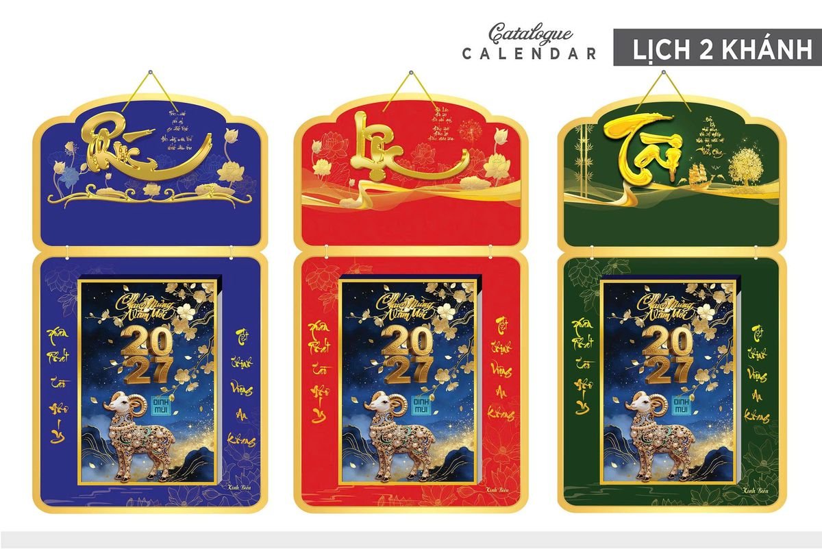 Lịch Khánh Gỗ Lamina 2 Đầu 2027 LM2D_027 - Quà Tặng Sự Kiện VIP