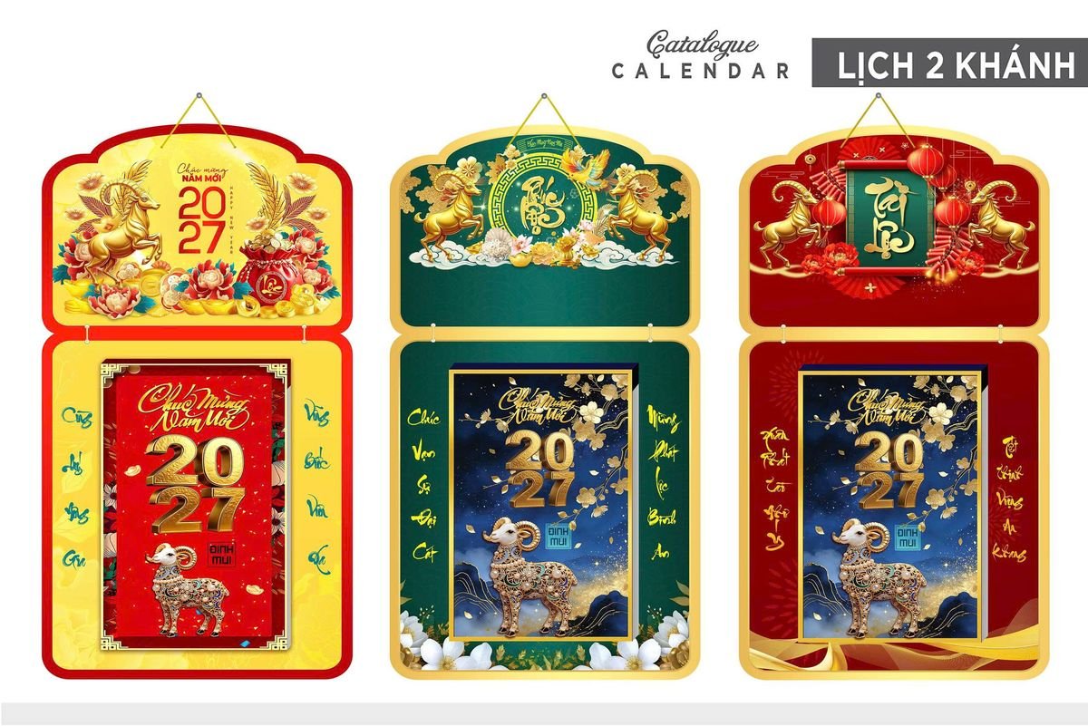 Lịch Khánh Gỗ Lamina 2 Đầu 2027 LM2D_028 - Quà Tặng Sự Kiện VIP