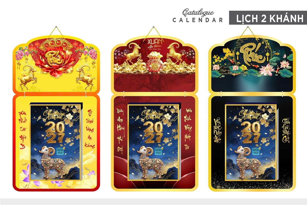 Lịch Khánh Gỗ Lamina 2 Đầu 2027 LM2D_029 - Quà Tặng Sự Kiện VIP