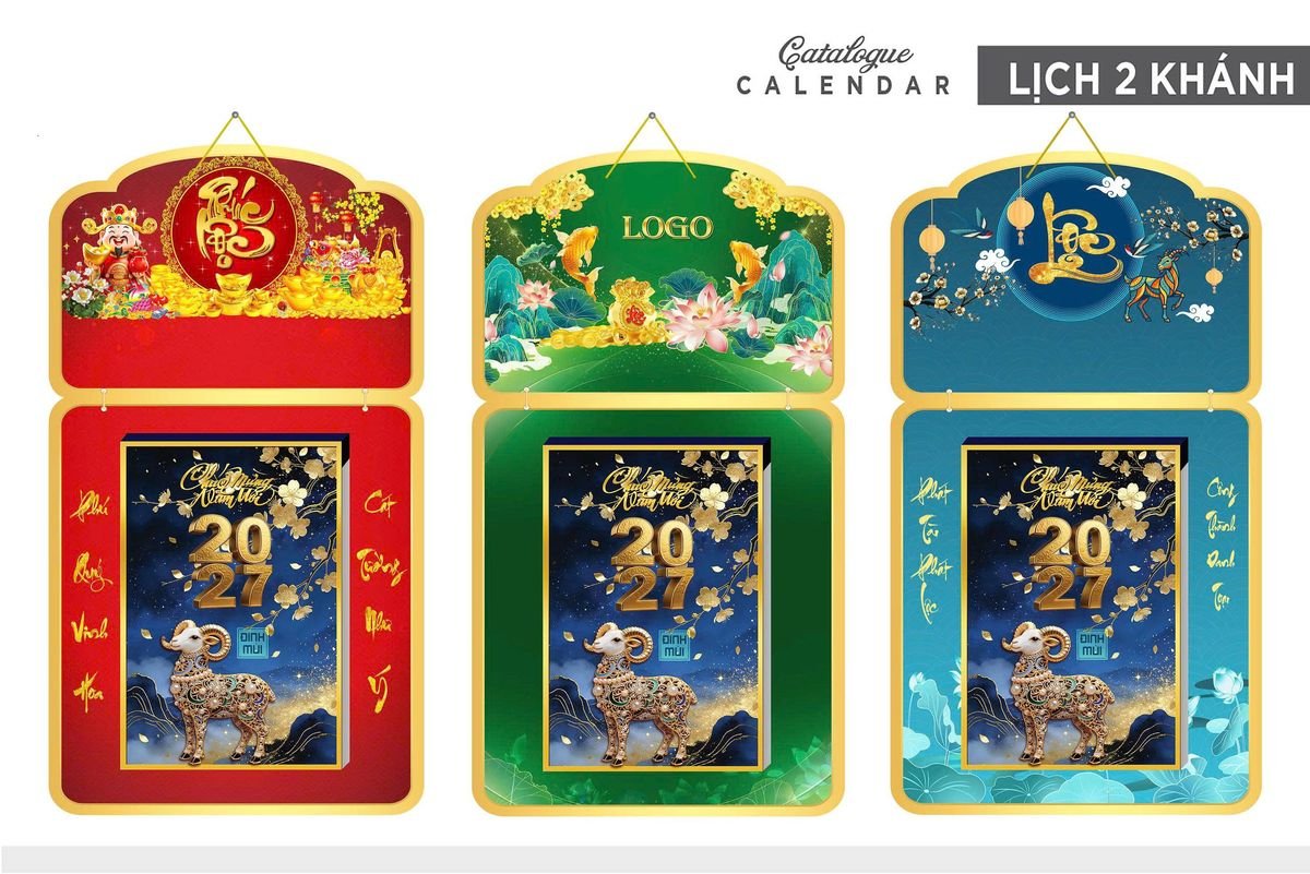 Lịch Khánh Gỗ Lamina 2 Đầu 2027 LM2D_030 - Quà Tặng Sự Kiện VIP