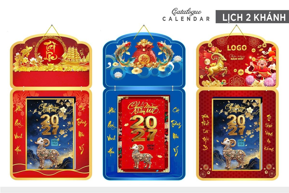 Lịch Khánh Gỗ Lamina 2 Đầu 2027 LM2D_032 - Quà Tặng Sự Kiện VIP