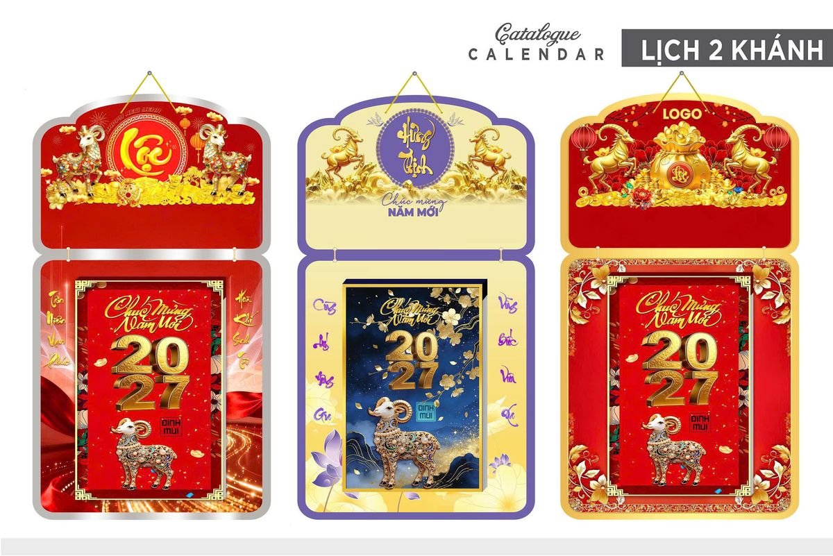 Lịch Khánh Gỗ Lamina 2 Đầu 2027 LM2D_033 - Quà Tặng Sự Kiện VIP