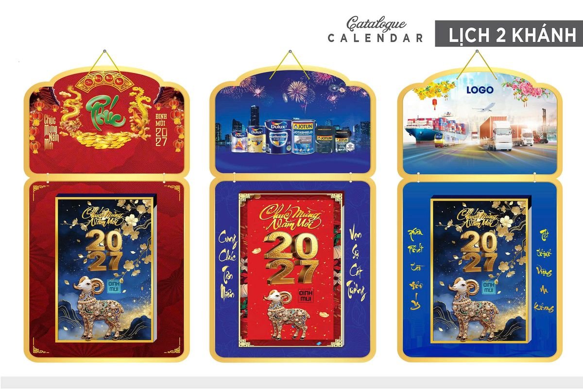Lịch Khánh Gỗ Lamina 2 Đầu 2027 LM2D_034 - Quà Tặng Sự Kiện VIP