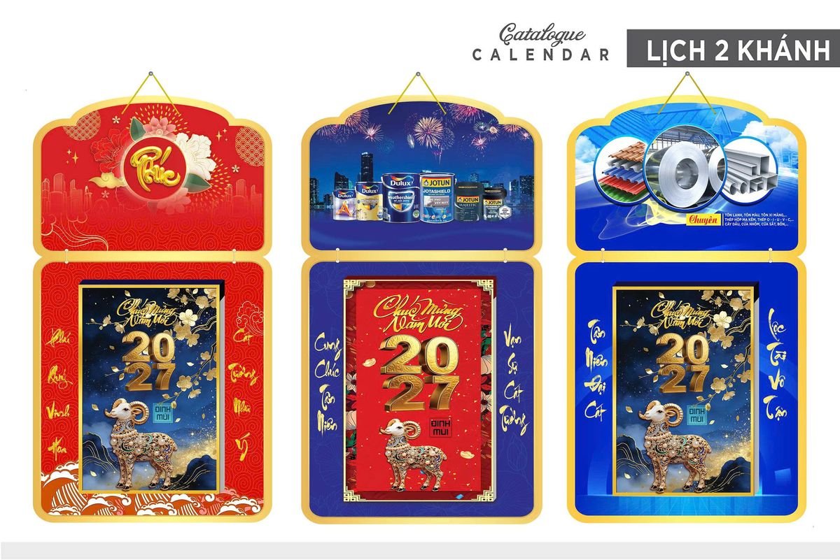 Lịch Khánh Gỗ Lamina 2 Đầu 2027 LM2D_035 - Quà Tặng Sự Kiện VIP