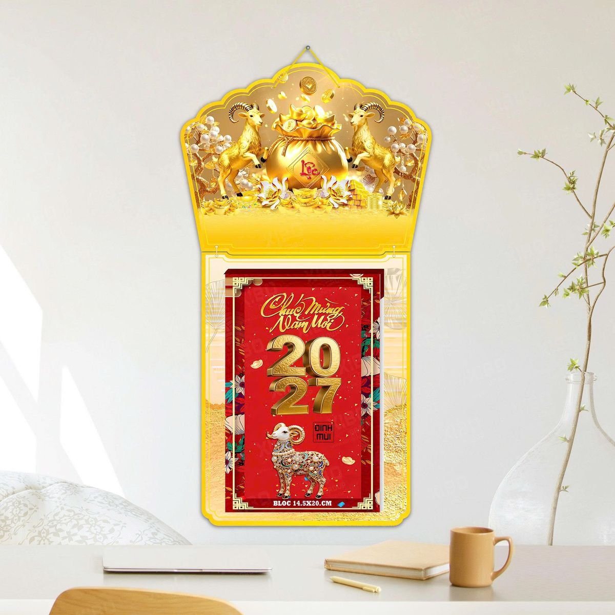 Lịch Khánh Gỗ Lamina 2 Đầu 2027 LM2D_037 - Quà Tặng Sự Kiện VIP