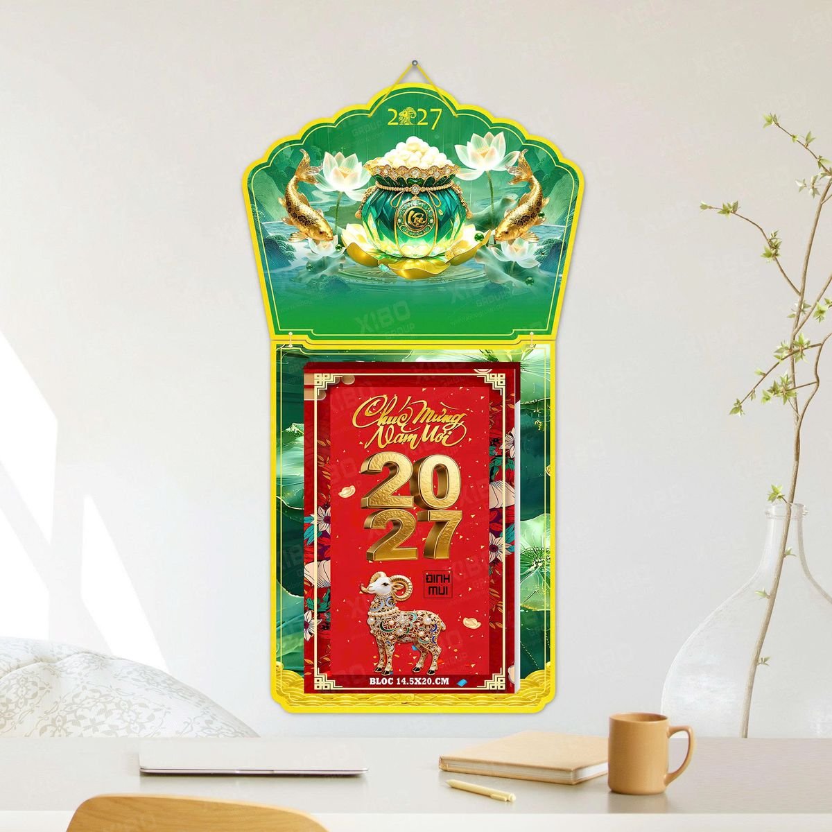 Lịch Khánh Gỗ Lamina 2 Đầu 2027 LM2D_038 - Quà Tặng Sự Kiện VIP