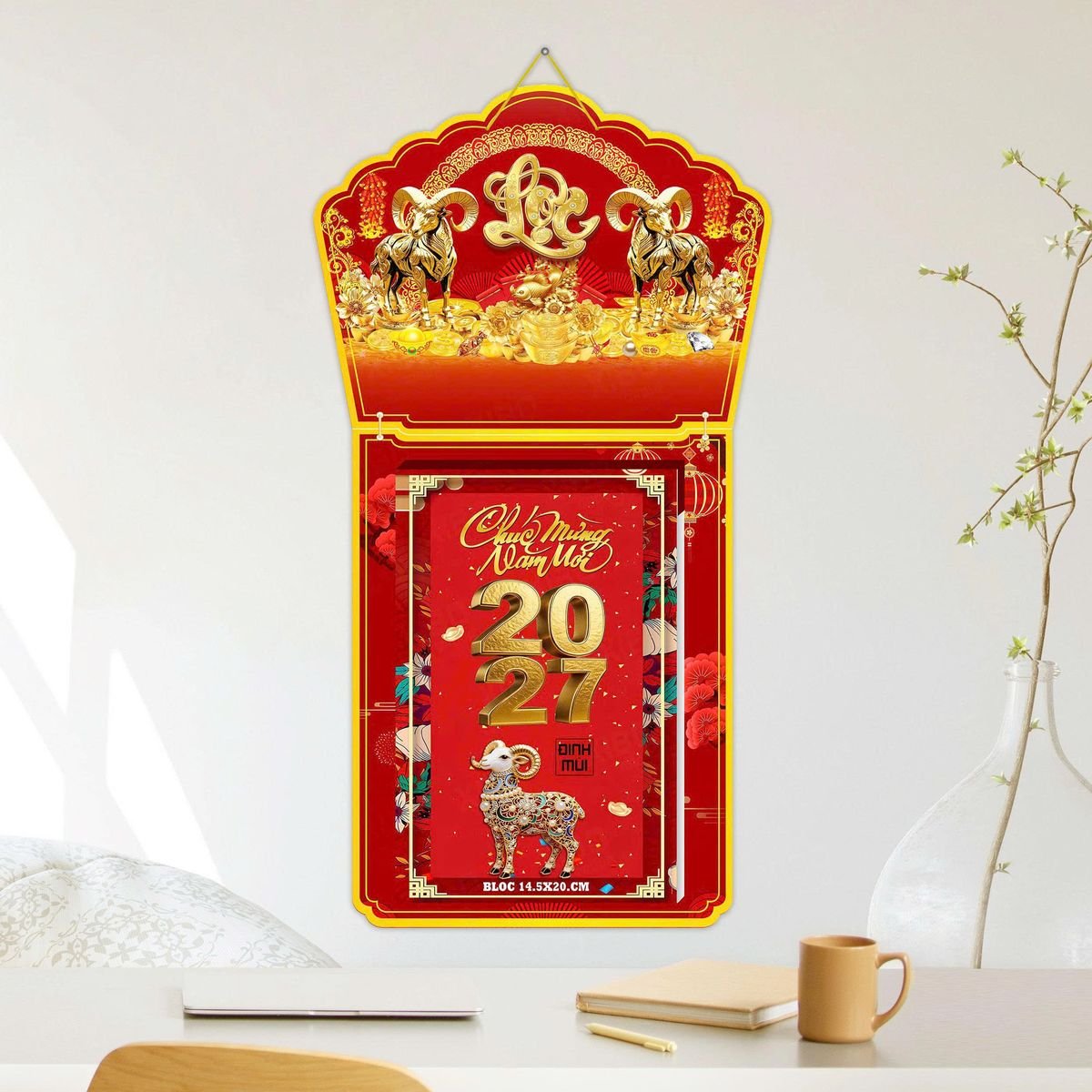 Lịch Khánh Gỗ Lamina 2 Đầu 2027 LM2D_040 - Quà Tặng Sự Kiện VIP