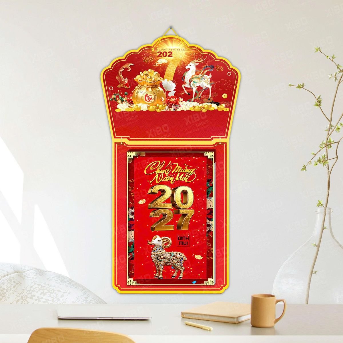 Lịch Khánh Gỗ Lamina 2 Đầu 2027 LM2D_041 - Quà Tặng Sự Kiện VIP