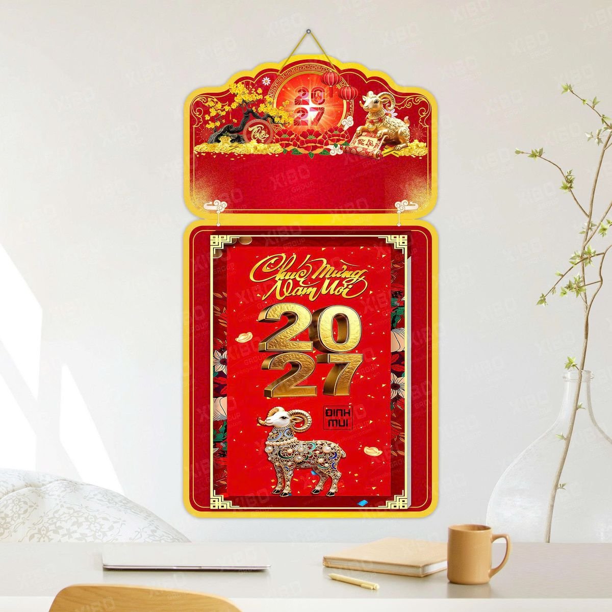 Lịch Khánh Gỗ Lamina 2 Đầu 2027 LM2D_044 - Quà Tặng Sự Kiện VIP