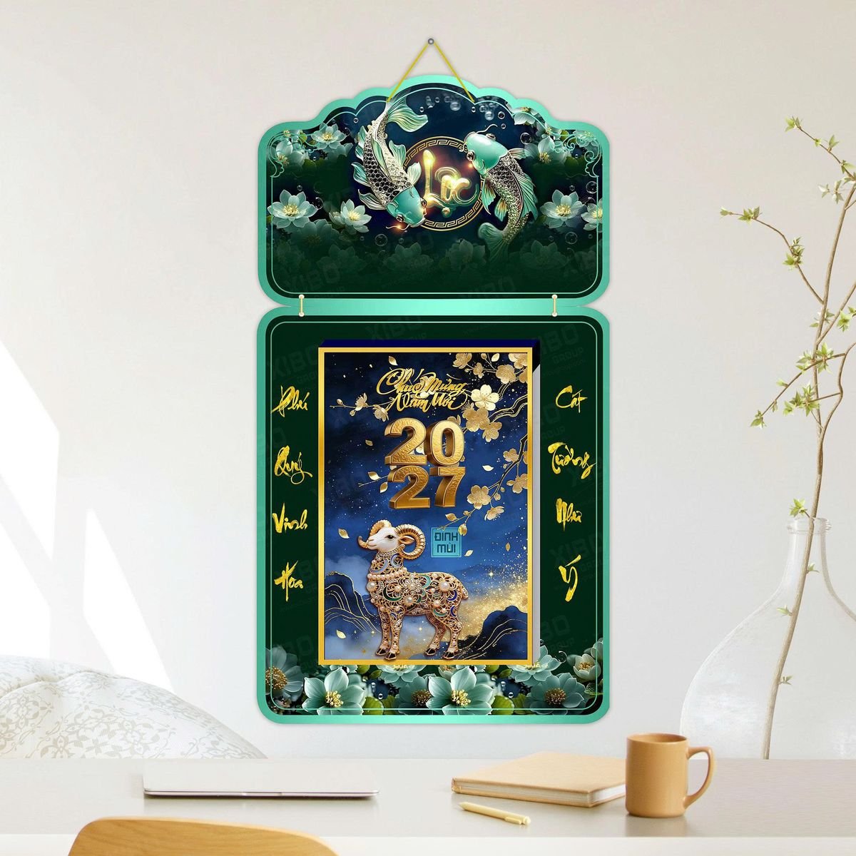 Lịch Khánh Gỗ Lamina 2 Đầu 2027 LM2D_045 - Quà Tặng Sự Kiện VIP