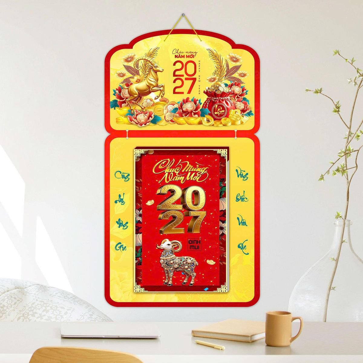 Lịch Khánh Gỗ Lamina 2 Đầu 2027 LM2D_054 - Quà Tặng Sự Kiện VIP