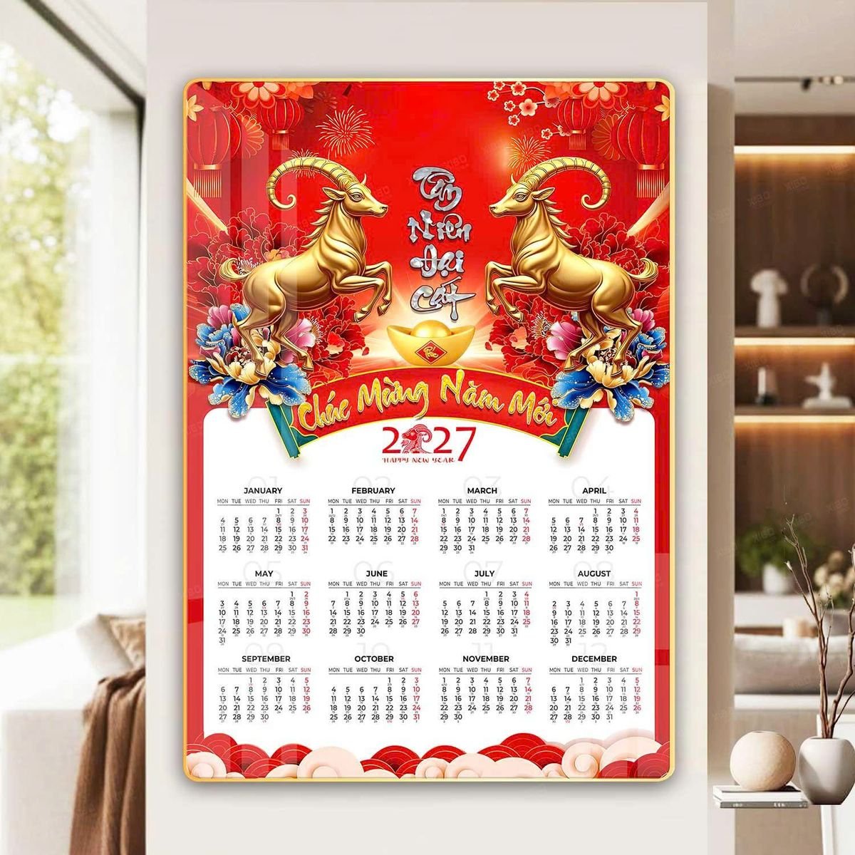Lịch Gỗ Lamina Cao Cấp 40x60cm 2027 LM406_054 - Quà Tặng Sự Kiện VIP