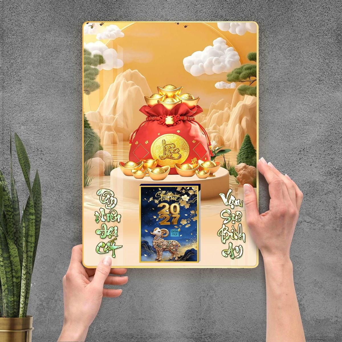Lịch Gỗ Lamina Cao Cấp 40x60cm 2027 LM406_112 - Quà Tặng Sự Kiện VIP