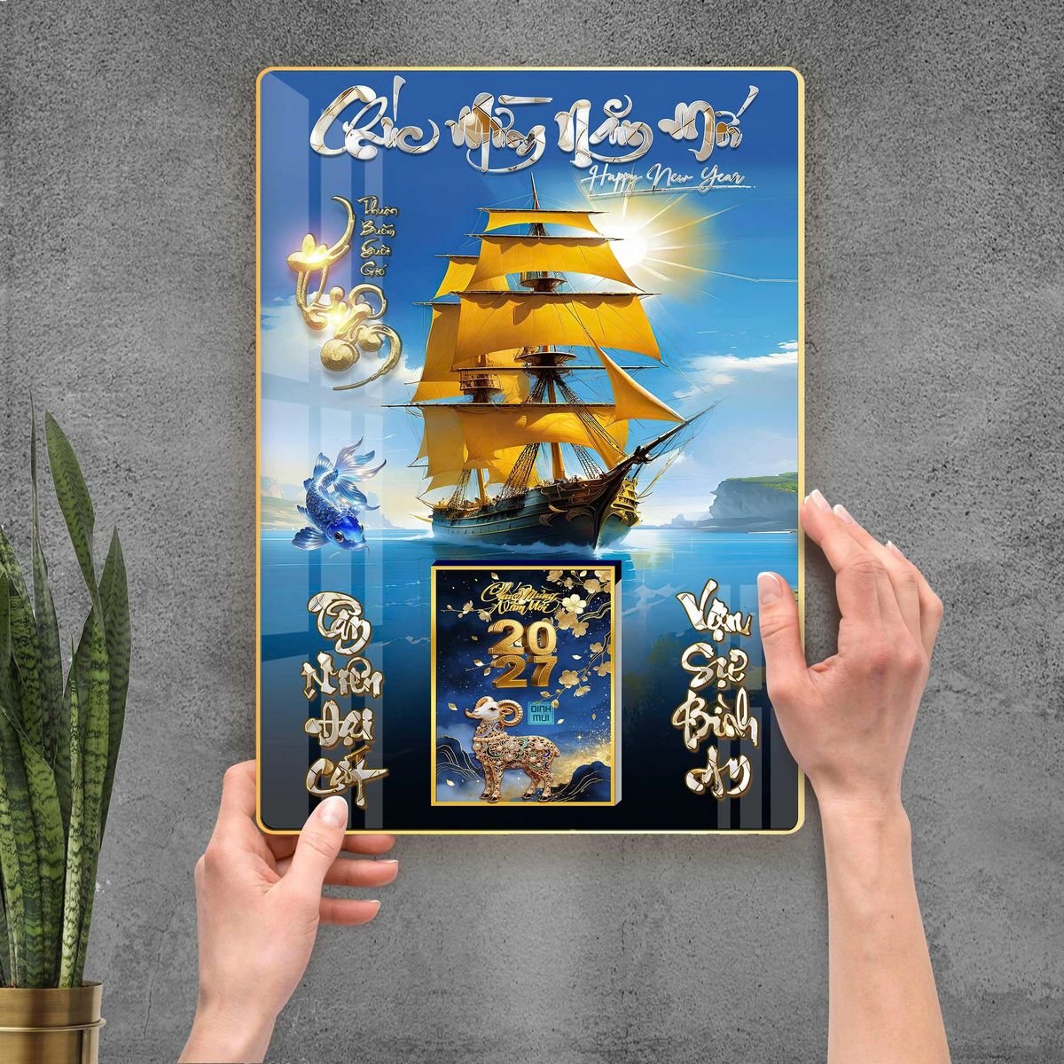 Lịch Gỗ Lamina Cao Cấp 40x60cm 2027 LM406_113 - Quà Tặng Sự Kiện VIP