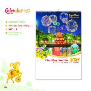 Lịch Treo Tường Lò Xo 2027 MT Mẫu MT13 (40 x 60cm) Quà Tri Ân Khách Hàng VIP & Đối Tác in logo doanh nghiệp quà tặng Tết tại Quà Tặng Sự Kiện VIP