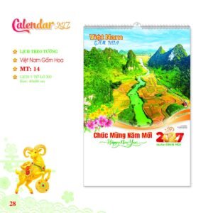 Lịch Treo Tường Lò Xo 2027 MT Mẫu MT14 (40 x 60cm) Quà Tri Ân Khách Hàng VIP & Đối Tác in logo doanh nghiệp quà tặng Tết tại Quà Tặng Sự Kiện VIP