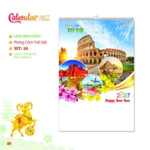 Lịch Treo Tường Lò Xo 2027 MT Mẫu MT20 (40 x 60cm) Quà Tri Ân Khách Hàng VIP & Đối Tác in logo doanh nghiệp quà tặng Tết tại Quà Tặng Sự Kiện VIP