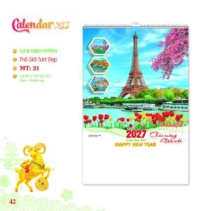 Lịch Treo Tường Lò Xo 2027 MT Mẫu MT21 (40 x 60 cm) Quà Tri Ân Khách Hàng VIP & Đối Tác in logo doanh nghiệp quà tặng Tết tại Quà Tặng Sự Kiện VIP