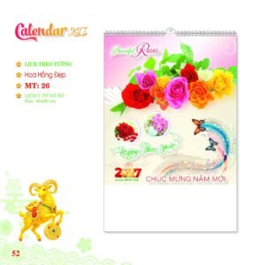 Lịch Treo Tường Lò Xo 2027 MT Mẫu MT26 (40 x 60cm) Quà Tri Ân Khách Hàng VIP & Đối Tác in logo doanh nghiệp quà tặng Tết tại Quà Tặng Sự Kiện VIP