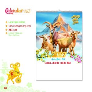 Lịch Treo Tường Lò Xo 2027 MT Mẫu MT34 (40 x 60cm) Quà Tri Ân Khách Hàng VIP & Đối Tác in logo doanh nghiệp quà tặng Tết tại Quà Tặng Sự Kiện VIP