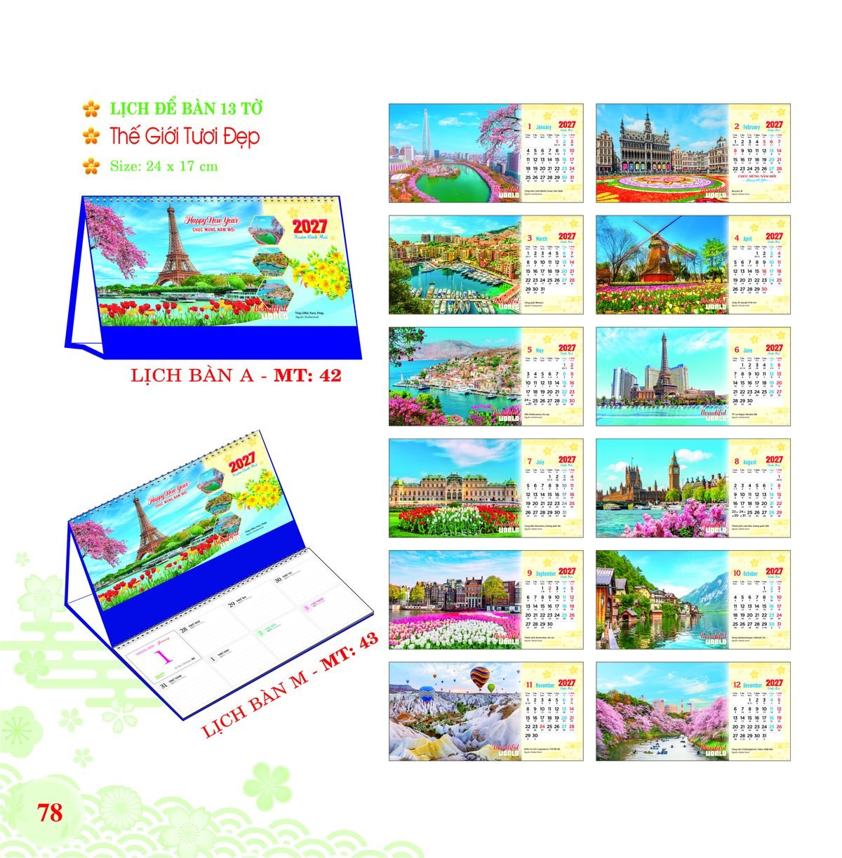 Lịch Để Bàn 2027 MT Mẫu MT43 (24 x 17cm) Quà Tri Ân Khách Hàng VIP & Đối Tác Lịch Để Bàn 2027 MT Mẫu MT43 (24 x 17cm) Quà Tri Ân Khách Hàng VIP & Đối Tác in logo doanh nghiệp quà tặng Tết tại Quà Tặng Sự Kiện VIP