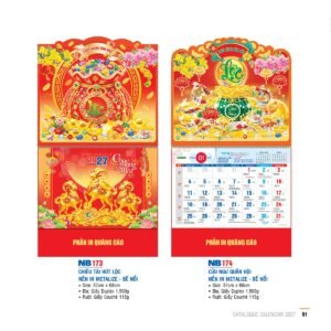 Lịch Bìa Treo 2027 NB Mẫu NB174 (29 x 41 cm) Quà Tri Ân Khách Hàng VIP & Đối Tác in logo doanh nghiệp quà tặng Tết tại Quà Tặng Sự Kiện VIP