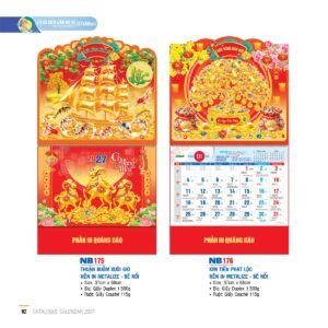 Lịch Treo Tường Lò Xo 2027 NB Mẫu NB176 (37 x 68cm) Quà Tri Ân Khách Hàng VIP & Đối Tác in logo doanh nghiệp quà tặng Tết tại Quà Tặng Sự Kiện VIP