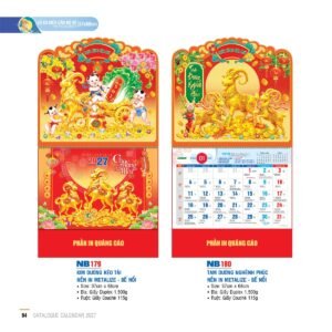 Lịch Treo Tường Lò Xo 2027 NB Mẫu NB179 (37 x 68cm) Quà Tri Ân Khách Hàng VIP & Đối Tác in logo doanh nghiệp quà tặng Tết tại Quà Tặng Sự Kiện VIP