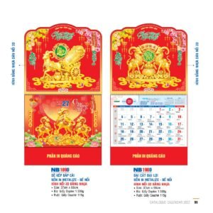 Lịch Bìa Treo 2027 NB Mẫu NB190D (29 x 41 cm) Quà Tri Ân Khách Hàng VIP & Đối Tác in logo doanh nghiệp quà tặng Tết tại Quà Tặng Sự Kiện VIP