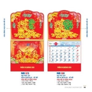 Lịch Bìa Treo 2027 NB Mẫu NB198D (29 x 41 cm) Quà Tri Ân Khách Hàng VIP & Đối Tác in logo doanh nghiệp quà tặng Tết tại Quà Tặng Sự Kiện VIP