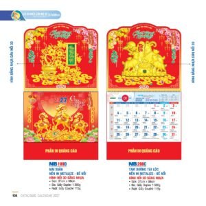 Lịch Treo Tường Lò Xo 2027 NB Mẫu NB199D (37 x 68cm) Quà Tri Ân Khách Hàng VIP & Đối Tác in logo doanh nghiệp quà tặng Tết tại Quà Tặng Sự Kiện VIP