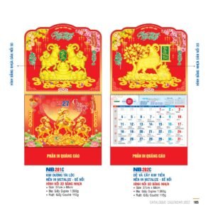 Lịch Bìa Treo 2027 NB Mẫu NB201C (29 x 41 cm) Quà Tri Ân Khách Hàng VIP & Đối Tác in logo doanh nghiệp quà tặng Tết tại Quà Tặng Sự Kiện VIP