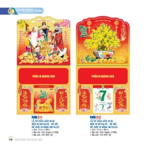 Lịch Treo Tường Lò Xo 2027 NB Mẫu NB212 (37 x 68cm) Quà Tri Ân Khách Hàng VIP & Đối Tác in logo doanh nghiệp quà tặng Tết tại Quà Tặng Sự Kiện VIP