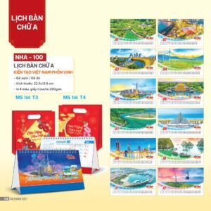 Lịch Bàn Chữ A 2027 NHA Mẫu NHA100 (17 x 19 cm) Quà Tri Ân Khách Hàng VIP & Đối Tác in logo doanh nghiệp quà tặng Tết tại Quà Tặng Sự Kiện VIP