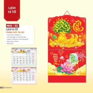 Lịch Bìa Treo 2027 NHA Mẫu NHA52 (37 x 68cm) Quà Tri Ân Khách Hàng VIP & Đối Tác in logo doanh nghiệp quà tặng Tết tại Quà Tặng Sự Kiện VIP