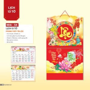 Lịch Bìa Treo 2027 NHA Mẫu NHA54 (37 x 68cm) Quà Tri Ân Khách Hàng VIP & Đối Tác in logo doanh nghiệp quà tặng Tết tại Quà Tặng Sự Kiện VIP