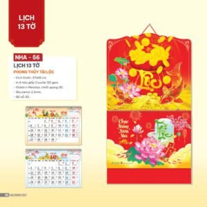 Lịch Bìa Treo 2027 NHA Mẫu NHA56 (37 x 68cm) Quà Tri Ân Khách Hàng VIP & Đối Tác in logo doanh nghiệp quà tặng Tết tại Quà Tặng Sự Kiện VIP